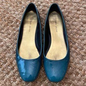 ANTONIO MELANI Teal Patent Ballet Flats